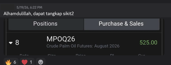 Screenshot shared by a fcpo trader